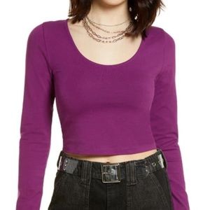 BP | Crop Long Sleeve Scoop Neck T-Shirt NWT